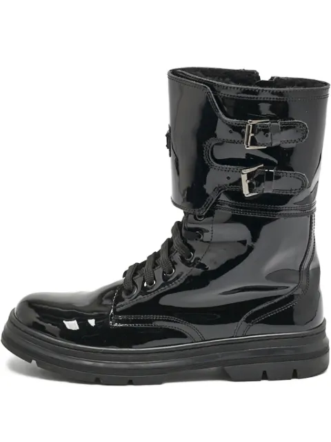 Dolce & Gabbana Pre-Owned patent-finish combat boots Black 1128801