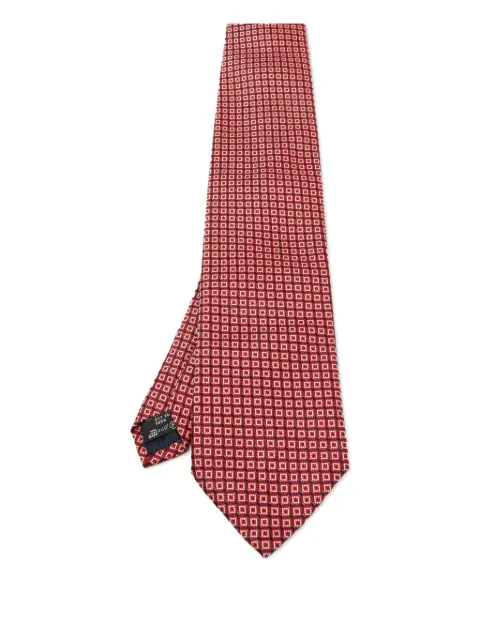 Ermenegildo Zegna Vintage geometric-pattern silk tie Red 1120635