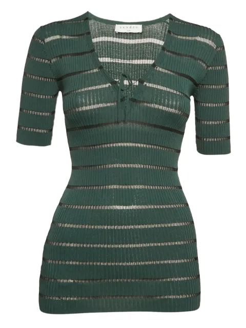 SANDRO pre-owned striped short-sleeve top Green 1118307