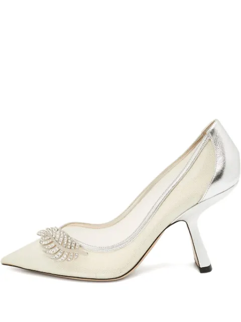 Nicholas Kirkwood pre-owned 100mm leaf-detail pumps Neutrals 1129289
