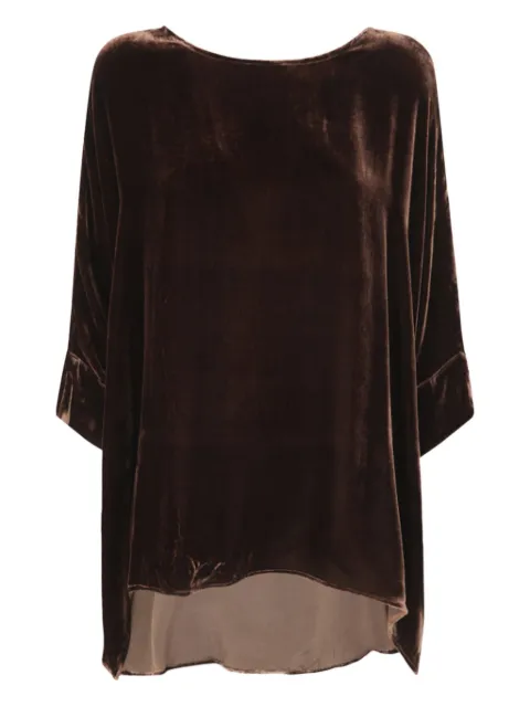 Bianco Levrin velvet boxy shirt Brown S343R093