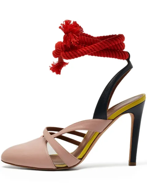 Malone Souliers x Roksanda 2024 100mm rope-tie leather pumps Neutrals 1102244