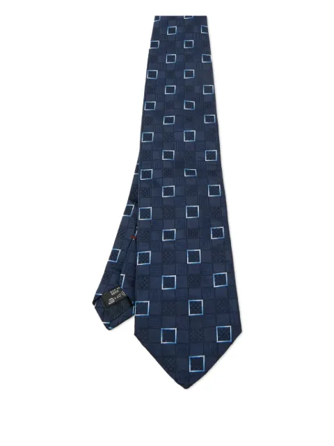 Ermenegildo Zegna Vintage square-pattern silk tie Blue 1120638