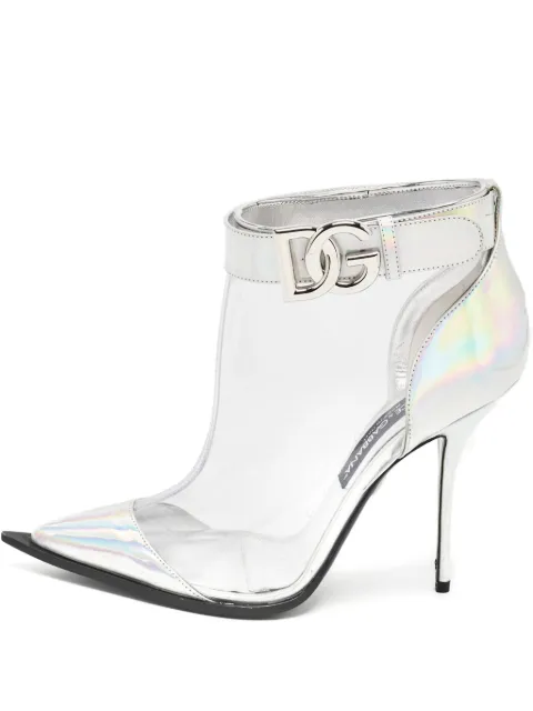 Dolce & Gabbana Pre-Owned 110mm pointed-toe clear ankle boots Silver 1125249