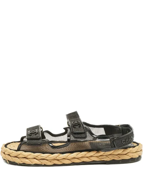 CHANEL Pre-Owned mesh-panelled flat sandals Black 1098045