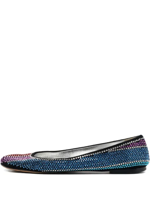 Giuseppe Zanotti Vintage pre-owned crystal-embellished striped ballet flats Neutrals 1092924