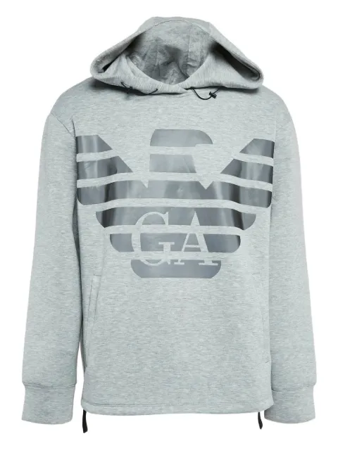 Emporio Armani Pre-Owned logo-print hoodie Grey 1123969