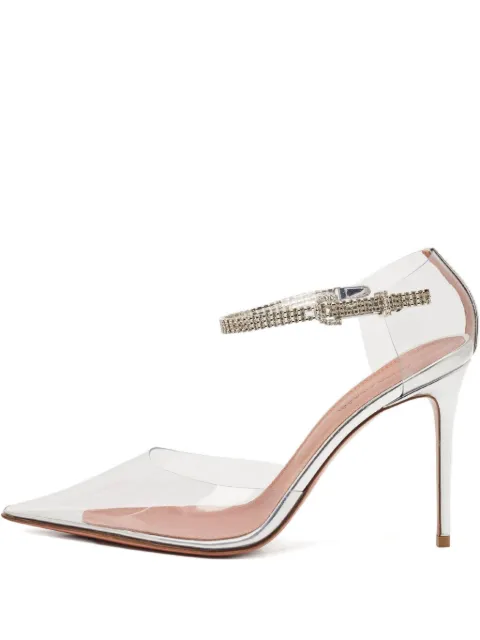 Amina Muaddi pre-owned 100mm crystal-embellished ankle-strap pumps Silver 1119043