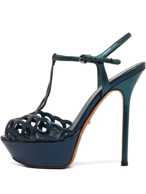 Sergio Rossi Vintage 130mm platform t-strap sandals Green 1117472