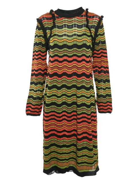 Missoni Pre-Owned wave-pattern ruffle-detail dress Green 1097080
