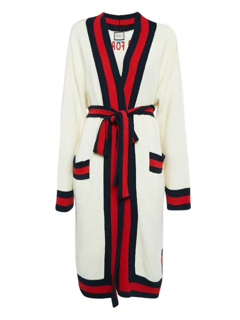 Gucci Pre-Owned belted long cardigan White 1054690