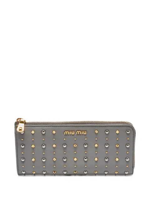 Miu Miu Pre-Owned stud-embellished wallet Grey 1078896