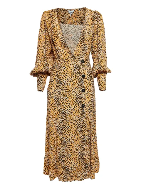 GANNI pre-owned animal-print midi dress Neutrals 1046554