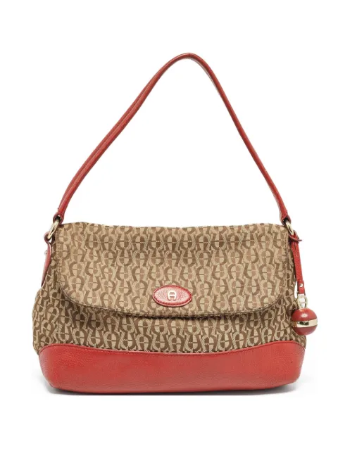 Aigner Vintage monogram-canvas shoulder bag Neutrals 1019466