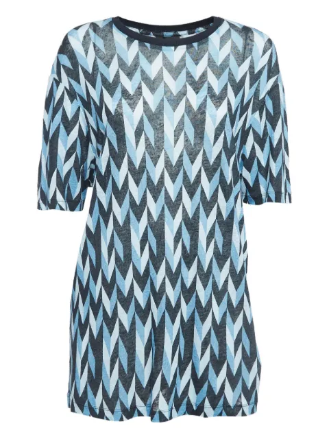 Emporio Armani Pre-Owned zigzag-print linen top Blue 1001690