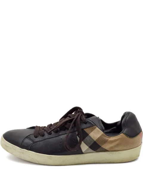 Burberry Pre-Owned leather checked sneakers Black 986658