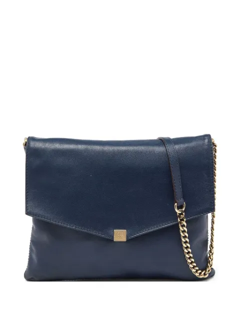 Carolina Herrera Vintage pre-owned foldover leather shoulder bag Blue 940617
