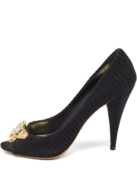 Miu Miu Pre-Owned 120mm peep-toe crystal-embellished pumps Black 997613