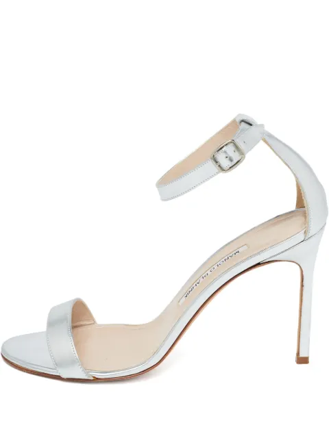 Manolo Blahnik 115mm leather heeled sandals Silver 918067