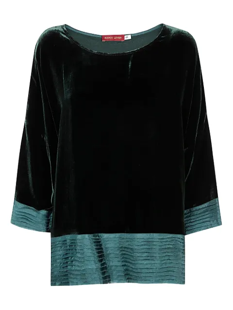 Bianco Levrin velvet pleated-hem top Green S477095