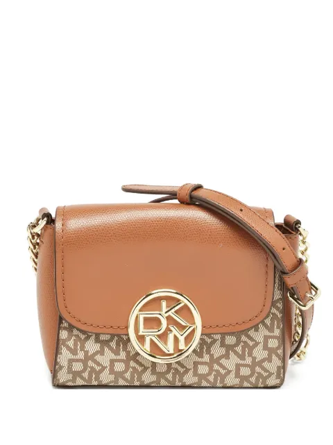 DKNY Vintage logo-plaque cross body bag Brown 1117078