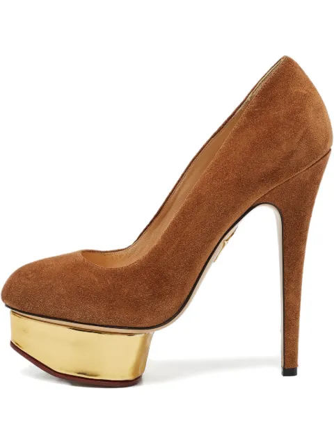 Charlotte Olympia pre-owned 145mm suede platform pumps Brown 1107393
