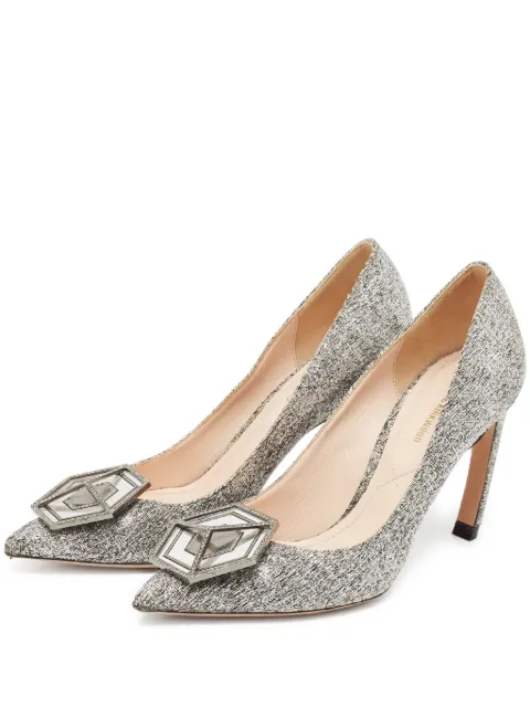 Nicholas Kirkwood pre-owned 110mm textured pointed-toe pumps Silver 1101298