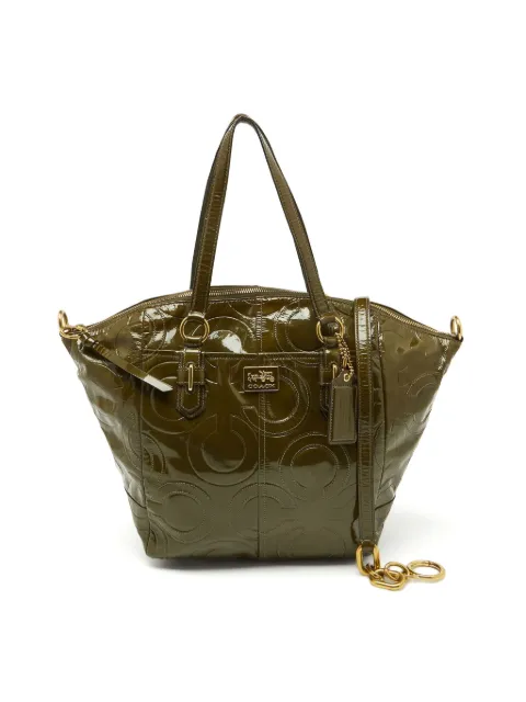 Coach Vintage patent-leather logo-embossed tote bag Green 1085926