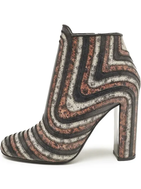 Ferragamo Pre-Owned 120mm striped ankle boots Brown 1079598