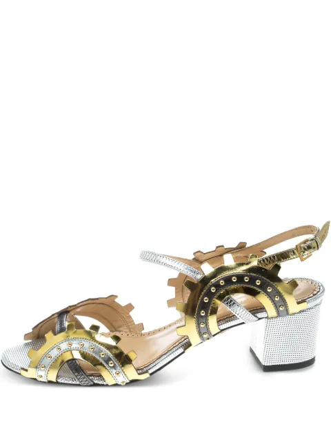 Charlotte Olympia pre-owned 50mm gear-embellished block-heel sandals Gold 1080715