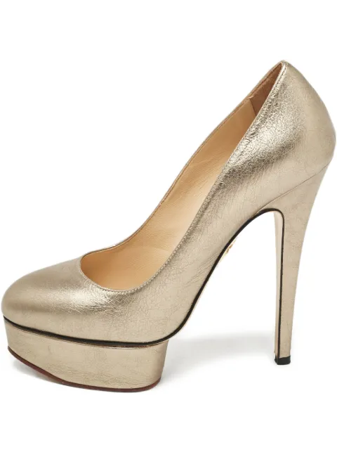 Charlotte Olympia pre-owned 155mm Dolly pumps Gold 1037720