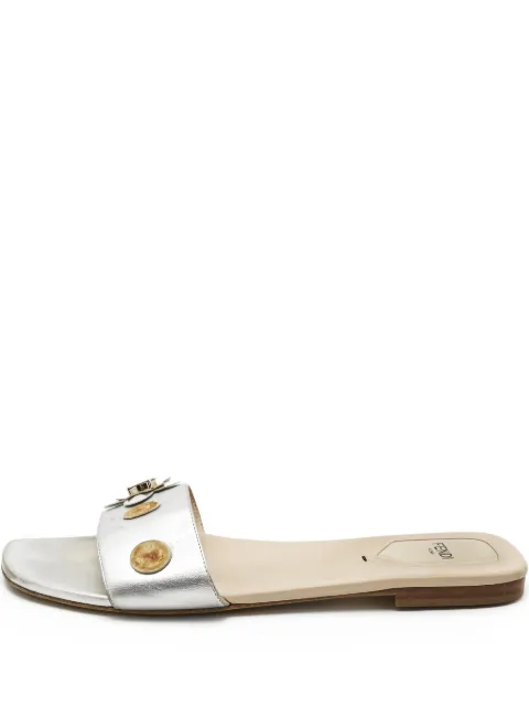 Fendi Pre-Owned floral-appliqué sandals Silver 989309