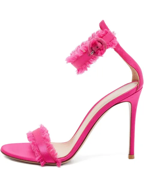 Gianvito Rossi 110mm frayed-edge heeled sandals Pink 758315