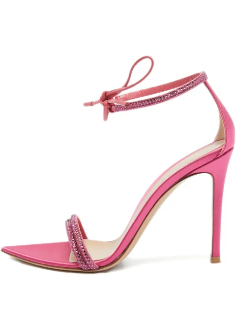 Gianvito Rossi pre-owned 110mm crystal-strap satin sandals Pink 952705