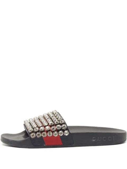 Gucci Pre-Owned rhinesone-embellished sandals Blue 920351