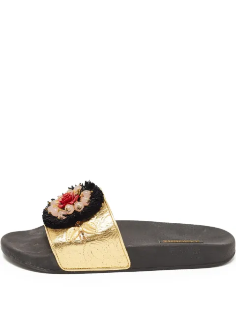 Dolce & Gabbana Pre-Owned appliqué-detail jacquard sandals Gold 856710