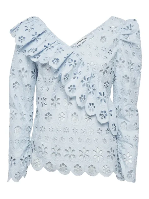 Self-Portrait lace-detailing top Blue 1088375