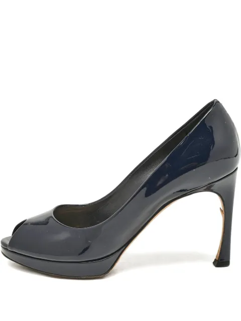 Christian Dior Pre-Owned patent leather peep-toe pumps Blue 1121199