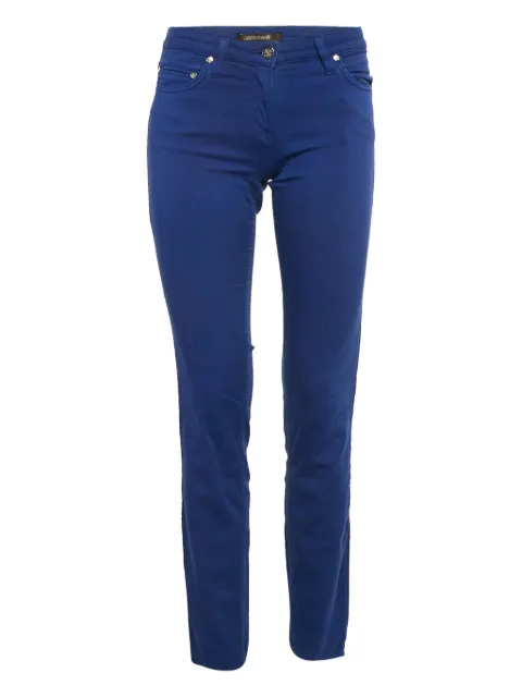 Roberto Cavalli Vintage 2024 pre-owned embroidered cotton trousers Blue 1106562