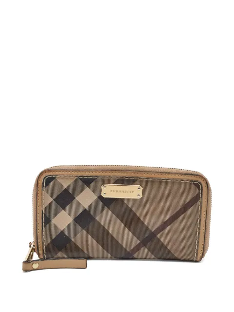 Burberry Pre-Owned leather check zip wallet Brown 1101270