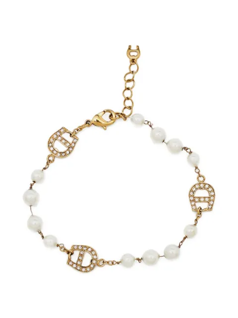 Aigner Vintage pearl-embellished logo bracelet Gold 1061136
