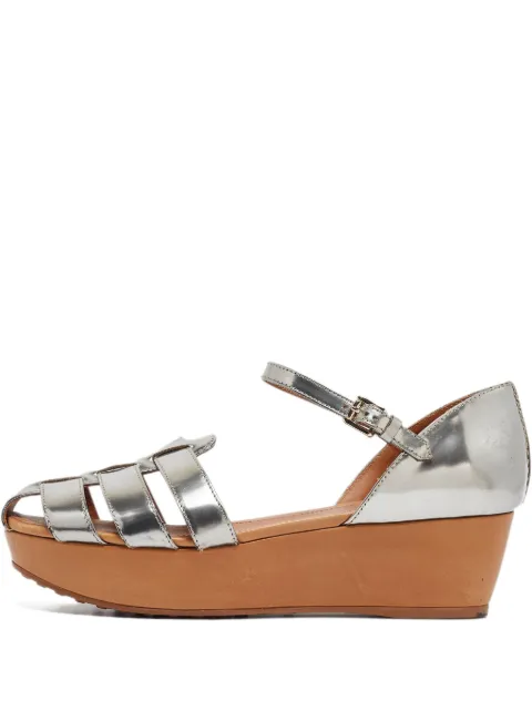 Tod's Vintage 60mm metallic platform sandals Silver 1040398