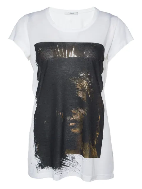Givenchy Pre-Owned Printed Front Cotton T-Shirt White 1005565