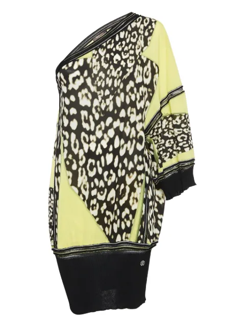 Roberto Cavalli Vintage leopard-print one-shoulder top Yellow 1010057