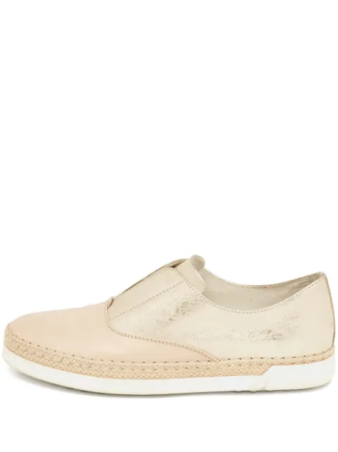 Tod's Vintage leather flat espadrilles Neutrals 929688
