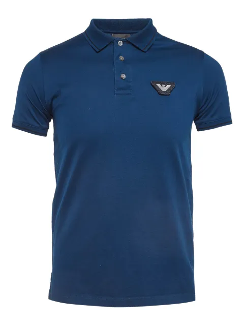 Emporio Armani Pre-Owned logo-patch polo shirt Blue 999373