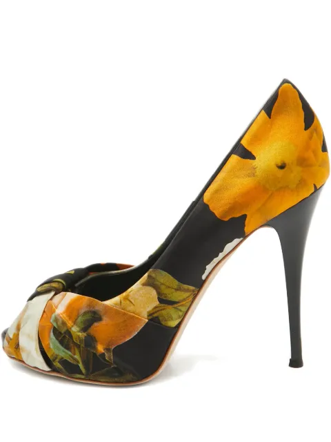 Giuseppe Zanotti Vintage Pre-owned 115mm floral-print peep-toe pumps Black 997834