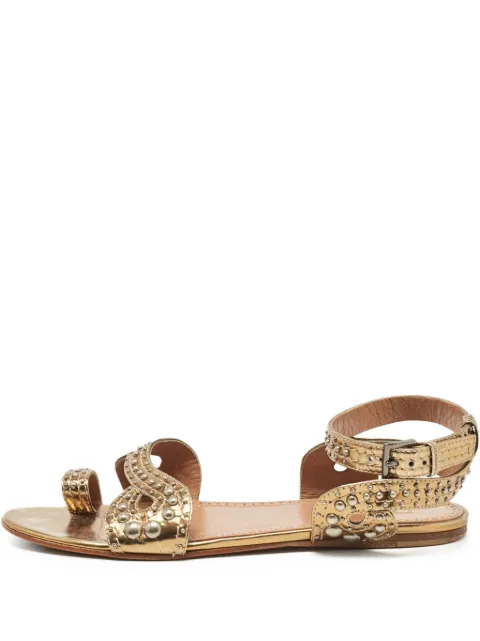 Alaïa Pre-Owned metallic flat sandals Brown 1117589