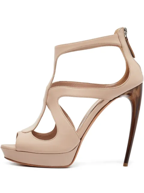 Alexander McQueen Pre-Owned 120mm cut-out sandals Neutrals 1040482