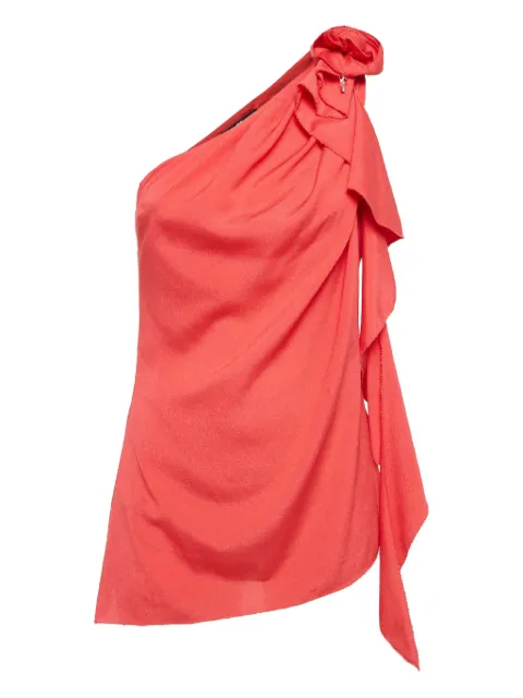 Elisabetta Franchi pre-owned asymmetric ruffled one-shoulder top Red 1025385